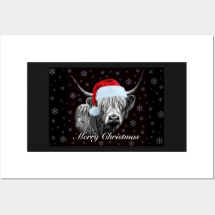 Christmas Highland Cow Posters and Art